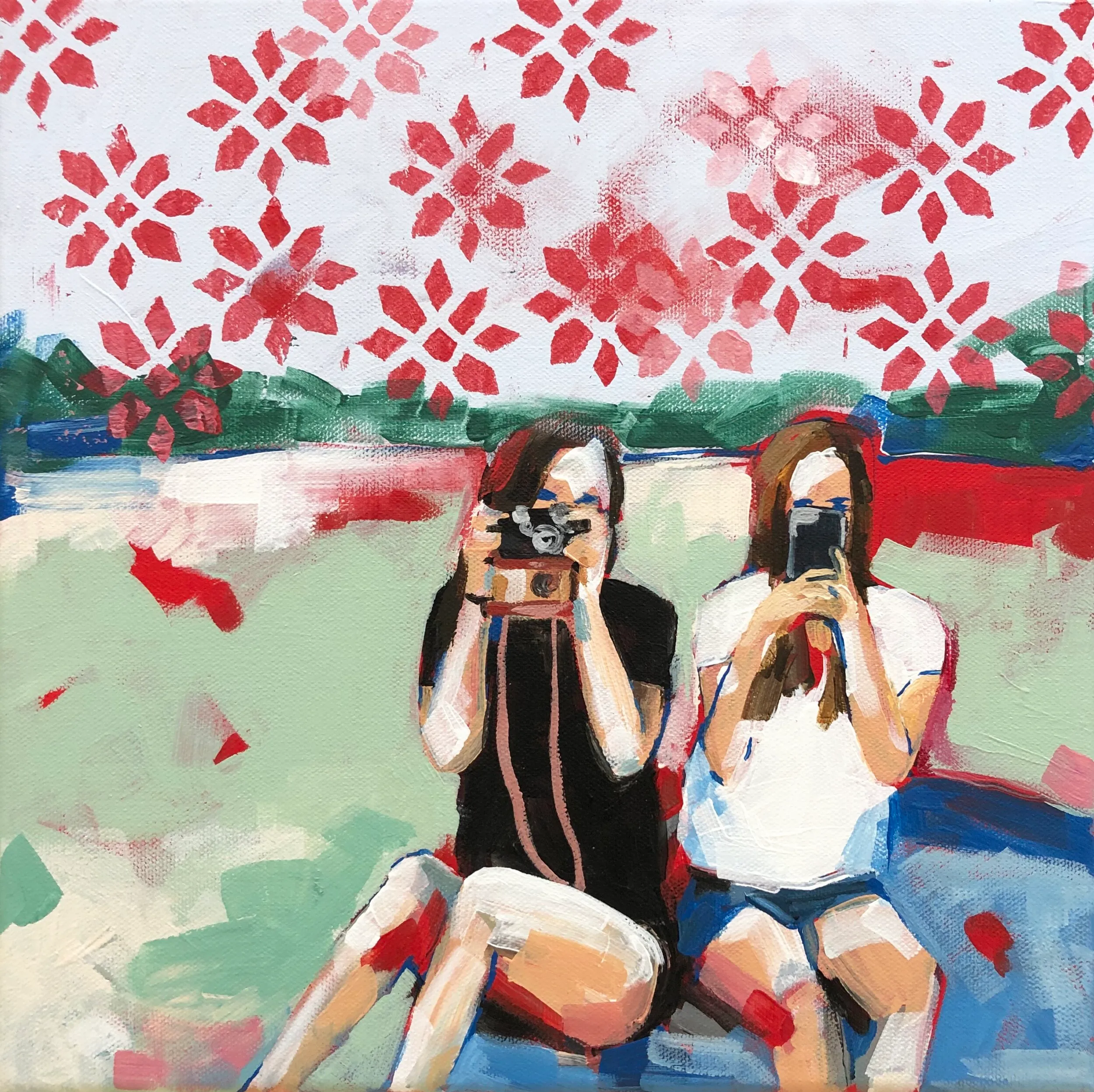 Vintage Versus Modern, Acrylic on canvas, 12” x 12”, by Chelsie Wilson